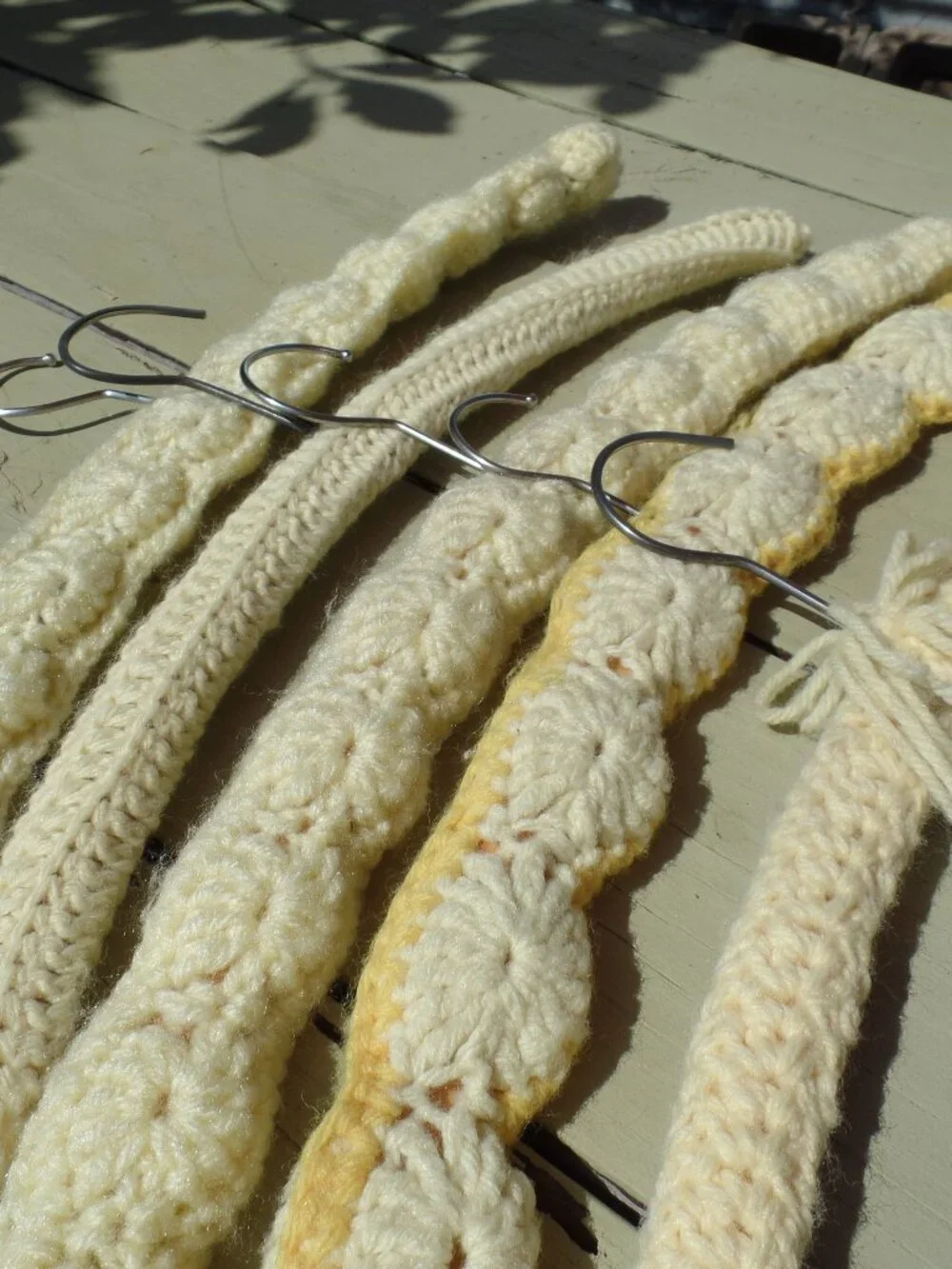 Vintage Hand Crocheted Hangers SET of 5 CREAM